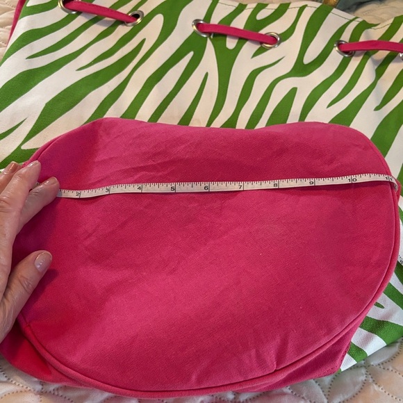 Green and Pink Zebra Print Tote Bag Over the Shoulder 17 x 19 inches Drawstring - Picture 9 of 11